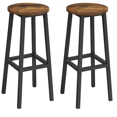 Set de 2 tabourets de bar - avec structure en acier stable - hauteur 75 cm - rond - brun vintage (1/5)