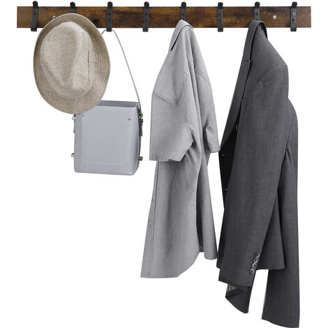 Porte-manteau mural vintage rétro brun – 8 crochets modernes – Longueur 88 cm – Pour rangement optimal des vêtements (1/5)