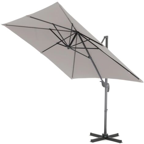 Parasol flottant inclinable, 250x250 cm, Toile carrée, Parasol déporté solide, Gris Clair (1/5)