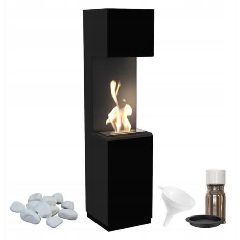 Cheminée éthanol Kratki December TÜV - Noire - Set Complet Avec Porte