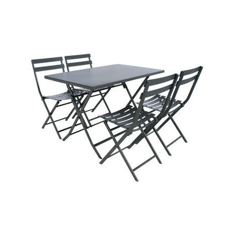 Table de jardin pliante rectangulaire Greensboro graphite 4 places en acier traité époxy - Hespéride