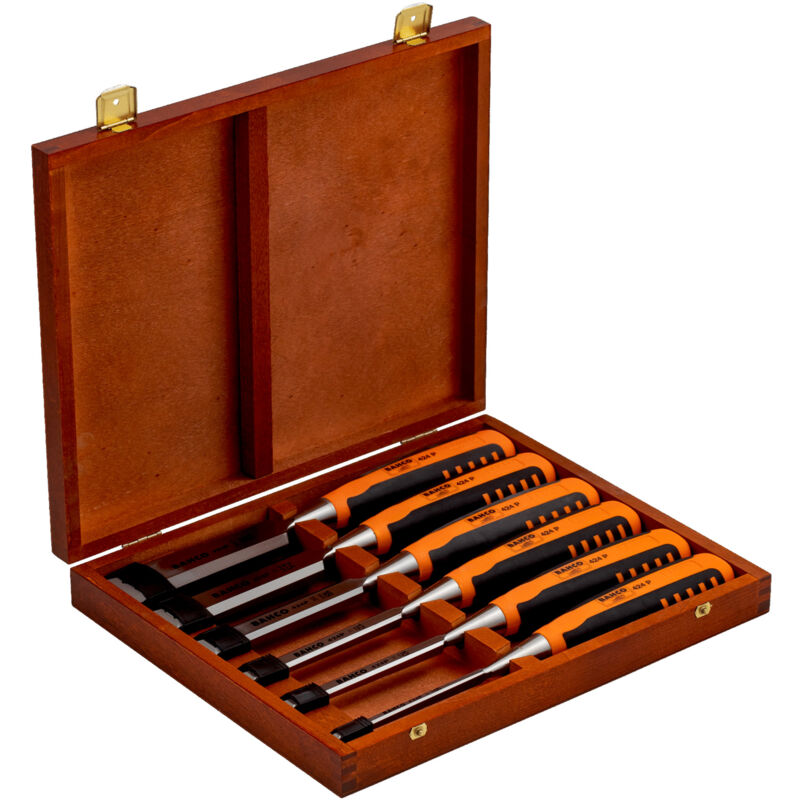 Bahco Jeu de ciseaux à bois en boîte bois 6 pces, 6,10,12,18,25,32 mm