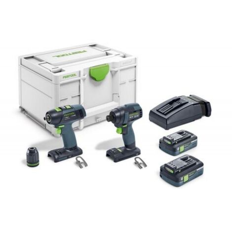 Festool – Perceuse-visseuse sans fil 18V avec 2 batteries 4.0Ah – Moteur EC-TEC sans charbons – Couple 50Nm pour vissage précis – 577244