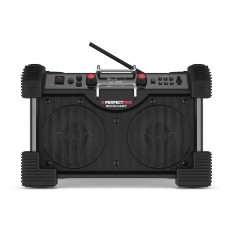 Radio de chantier DAB+ Bluetooth 60W – Résistante à l'eau et à la poussière – Autonomie 20-24h – 2 prises AUX et USB – Perfectpro - X915182
