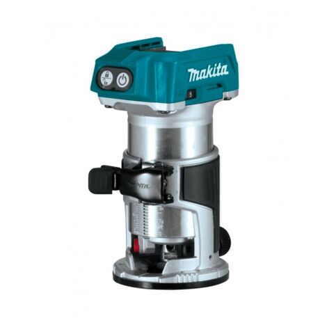 Makita – Défonceuse sans fil 18V – DRT50Z – Moteur Brushless – Vitesse réglable – Pour bois dur et panneaux – 4 bases interchangeables