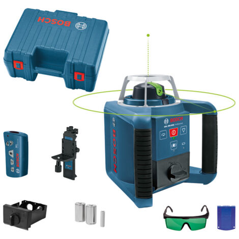 Bosch Professional – Niveau laser rotatif vert 300m – Précision ± 0,1 mm/m – Classe laser 3R – Protection IP54 – Autonomie 20h – Pour chantiers extérieurs