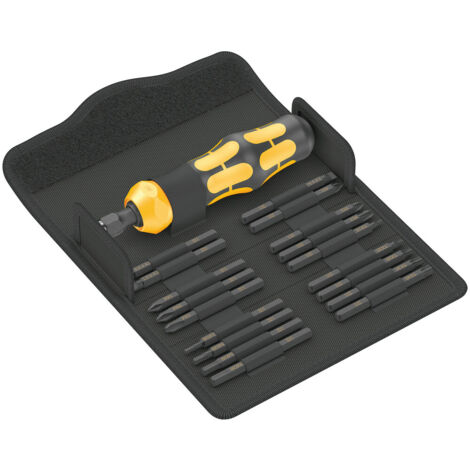 Wera – Tournevis à embouts 1/4" Kraftform Kompakt 900 Set 1 – 19 pcs – Couple 25Nm – Pour visseuse à choc – Embouts variés pour différents profils