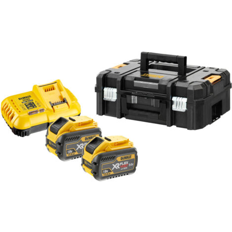 Dewalt – Kit de démarrage sans fil 54V avec 2 batteries 12Ah – Chargeur rapide DCB118 – Mallette T STAK pour transport sécurisé