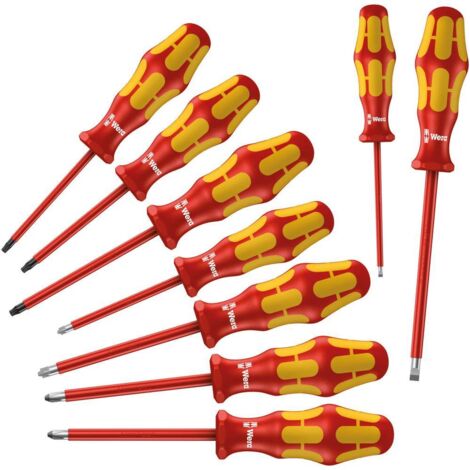 Wera – Jeu de 9 tournevis isolés VDE – Acier à outils nickelé – Poignée Kraftform Plus ergonomique – Finition Lasertip anti-glissement - WERA 160 I
