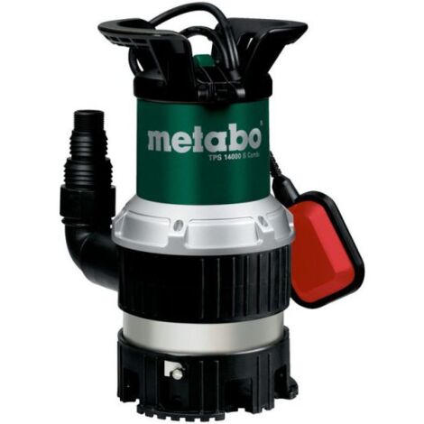 Metabo – Pompe submersible combinée TPS 14000 S – Débit 14000 l/h – Hauteur de refoulement 8.5 m – Pour eau claire et sale – Interrupteur à flotteur