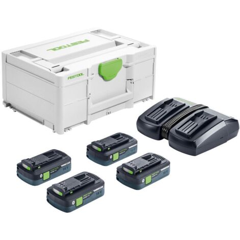 Kit énergie 18V avec 4 batteries 4,0Ah – Chargeur rapide TCL 6 DUO – Systainer³ pour transport facile – Compatible avec outils Festool