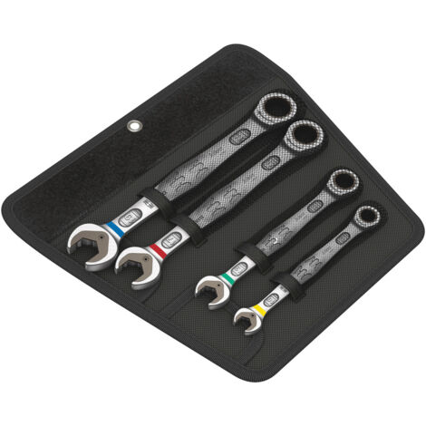 Wera – Jeu de clés mixtes à cliquet SW 10,13,17,19 – 4 pièces – Géométrie double hexagone – Angle de retour 30° – Acier au chrome-molybdène