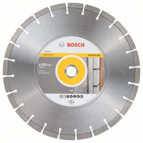 Bosch – Disque diamant pour meuleuse 350mm – Coupe béton et maçonnerie – Alésage 25,40mm – Largeur de coupe 3,2mm – Segments soudés au laser