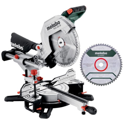 Metabo Scie à onglet KGS 305 M Set avec fonction de traction et PCL + 2ème lame de scie HM