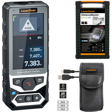 Laserliner – Télémètre laser 150 m – Caméra HD avec zoom 4x – Précision ± 1,5 mm – IP65 pour extérieur – Alimentation NiMH rechargeable - C156312