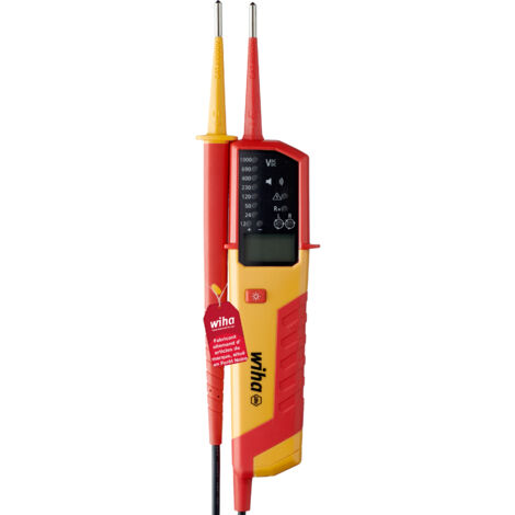 Wiha Testeur de tension et de continuité eMobility 12 – 1 000 V AC, CAT IV  2 piles AAA incluses (44319)