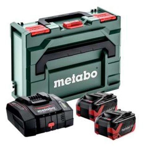 Metabo – Chargeur rapide 16A pour électroportatif avec 2 batteries LiHDX 8,0Ah 18V – Technologie tabless – 685305000