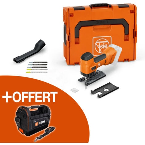 Fein – Scie sauteuse sans fil 18V – Course pendulaire 26mm – Pour bois dur et métal – Changement rapide de lame – Coffret L-BOXX 136