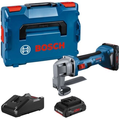 Cisaille à tôle sans fil GSC 18V-16 E Bosch, 2 batteries ProCORE18V, chargeur rapide et L-BOXX