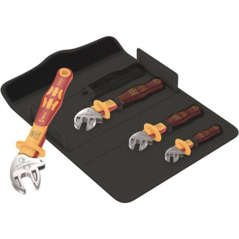 Wera – Jeu de clés à fourche isolées VDE 4 pièces – Auto-ajustables pour vissage rapide – Protection jusqu'à 1000V – Pour espaces réduits