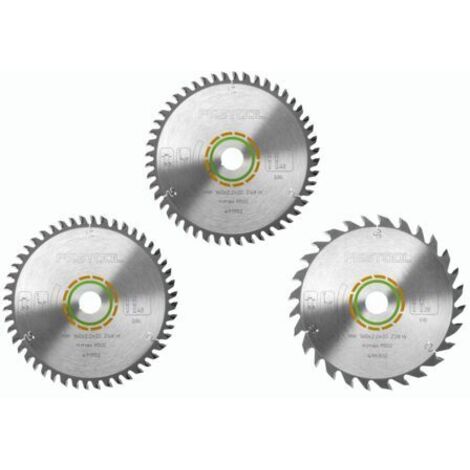 Festool – Pack de 3 lames de scie circulaire bois Ø160mm – Alésage 2,2mm – Dents en carbure pour coupe précise – Compatible avec scies circulaires