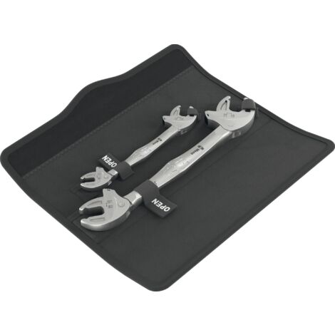 Wera – Clé à fourche double auto-ajustable 7-10/10-13 et 13-16/16-19 – Mécanisme de cliquet – Pour espaces réduits – Jeu de 2 pièces (1/5)