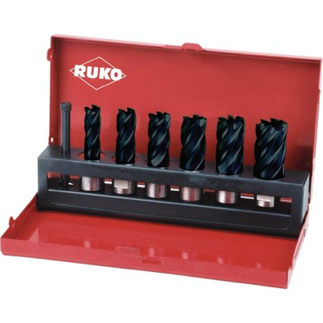 Jeu de carottage Ruko 7 pièces Ø 12-14-16-18-20-22 mm HSS revêtu TiAlN profondeur de coupe 30 mm Weldon (1/5)