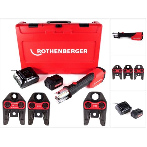 Rothenberger – Sertisseuse électro-hydraulique sur accu ROMAX 4000 – Force de piston 32-34 kN – Cycle de sertissage 5 sec – Avec mâchoires 15-22-28 mm