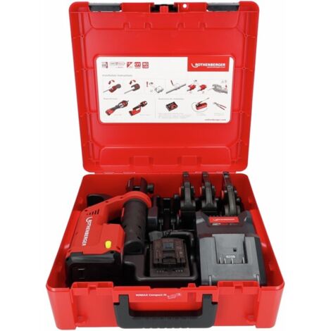 Rothenberger – Sertisseuse électrohydraulique Compact III – Force de pression 19 kN – Sertit raccords Ø 35 mm métal / Ø 40 mm plastique – Cycle 3 sec
