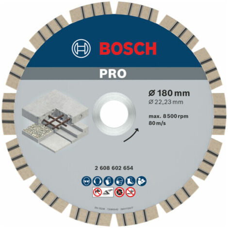 Disque à tronçonner diamanté PRO Concrete Bosch 180 x 22,23 mm - 2608602654