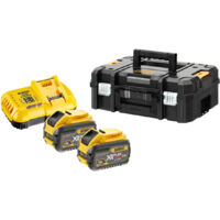 Dewalt – Kit de démarrage sans fil 54V avec 2 batteries 12Ah – Chargeur rapide DCB118 – Mallette T STAK pour transport sécurisé