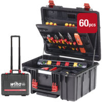 Wiha – Valise à outils XL 2 Trolley avec roulettes et poignée télescopique – 60 pcs – Système d'emboîtement flexible – Résistante aux chocs et aux coups