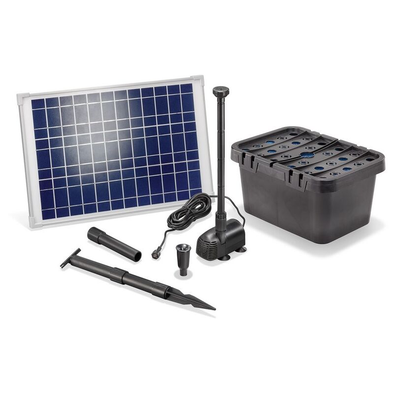 Pompe Solaire Fontaine Bassin 20W FEOXSHAL - 1300L/H Avec 4 Jets Pour Étang Ou Cascade