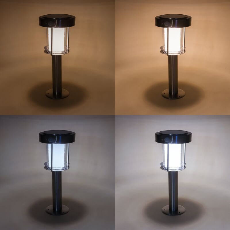 Lampadaire Solaire Extérieur Eglo Avec Détecteur De Mouvement - Borne LED 80 Cm - Noir Et Blanc - IP44