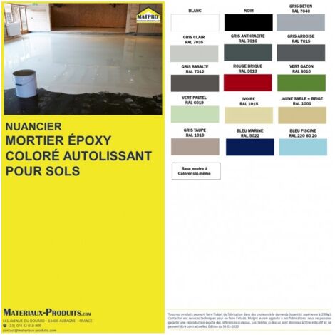 Mortier époxy coloré autolissant pour sols - 10 Kg Gris clair - MATPRO