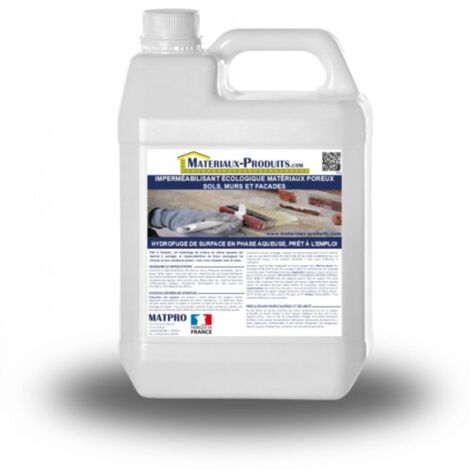 Imperméabilisant écologique matériaux poreux, sols, murs et façades - 5 L Blanc laiteux - MATPRO