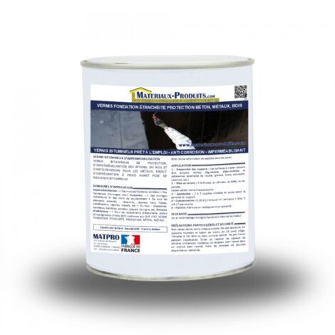 Vernis fondation étanchéité protection béton métaux bois - 1 L Noir - MATPRO (1/3)