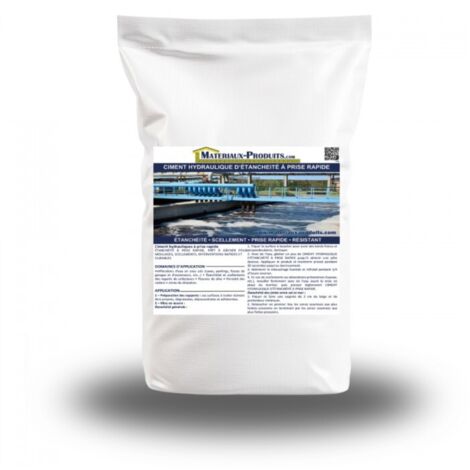 Ciment hydraulique d'étancheité à prise rapide - Sac de 20 Kg + 5 Kg Gratuit Gris - MATPRO