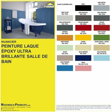 Peinture Laque Epoxy Salle de Bain - 1 Kg Gris clair - MATPRO