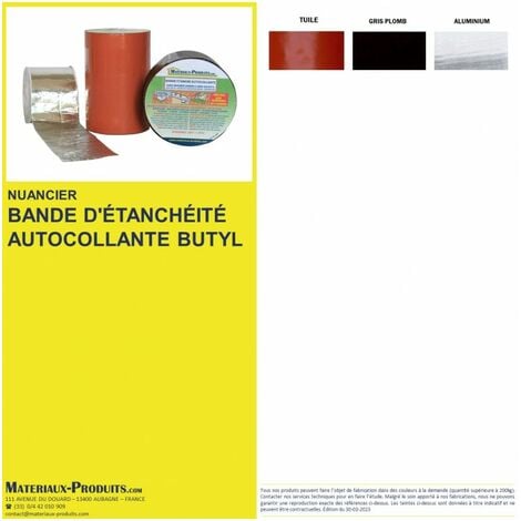 Bande etanche autocollante BUTYL à froid - 10 m x 5 cm Aluminium - MATPRO