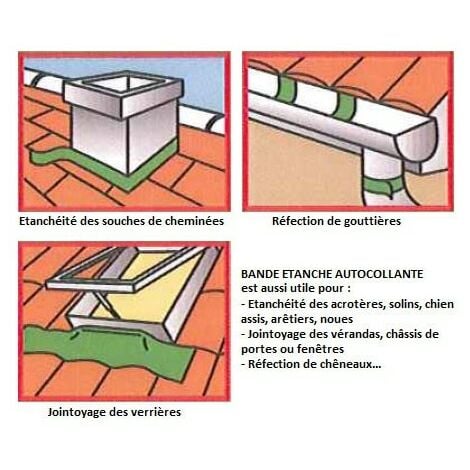 Bande etanche autocollante BUTYL à froid - 10 m x 5 cm Aluminium - MATPRO