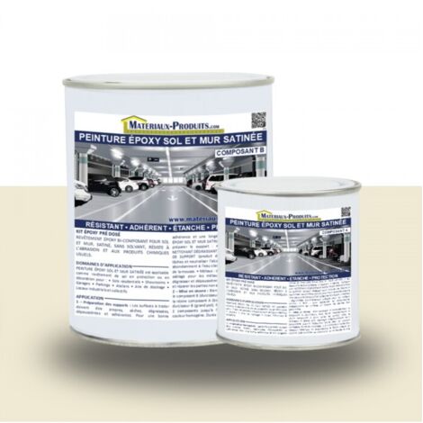 Matpro – Peinture époxy pour sol intérieur – 1 Kg crème satinée – Revêtement bi-composant sans solvant – Haute adhérence et résistance chimique (1/5)