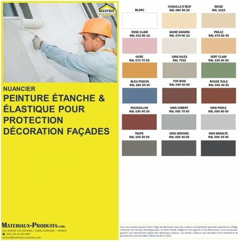 Peinture étanche & élastique pour protection façade - 2.5 Kg Vert clair - MATPRO