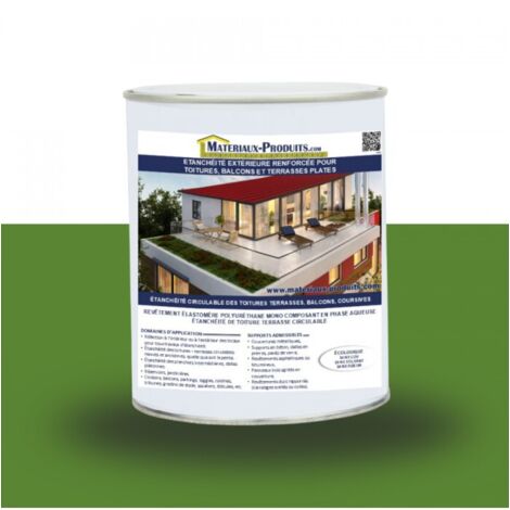 Etanchéité extérieure renforcée pour toitures, balcons et terrasses plates - 10 Kg Vert Gazon - MATPRO