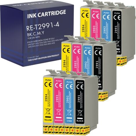 Cartouche d'encre remplacement pour Epson 29XL compatible Expression Home XP-235 XP-245 XP-250 XP-255 XP-335 XP-340 XP-350 XP-355 XP-435 XP-440 XP-445 XP-450 XP-455 Pack 3 Noir 3 Cyan 3Magenta 3Yellow