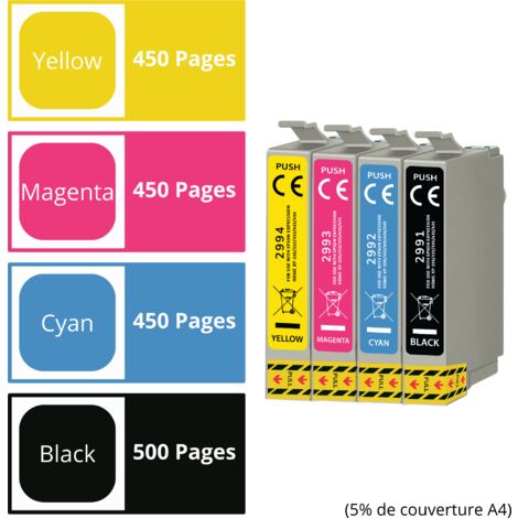Cartouche d'encre remplacement pour Epson 29XL compatible Expression Home XP-235 XP-245 XP-250 XP-255 XP-335 XP-340 XP-350 XP-355 XP-435 XP-440 XP-445 XP-450 XP-455 Pack 3 Noir 3 Cyan 3Magenta 3Yellow