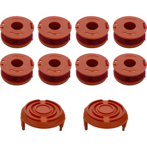 Bobine fil coupe bordure fil de rechange WA0010 compatible pour Worx débroussailleuse WG150 WG155 WG160 WG165 WG170 Ø 1,65mm longueur 3m [Lot 8 bobines + 2 couvercles] Phonillico® (1/5)