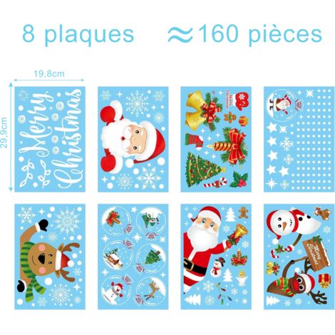 Autocollants décoratifs pour fenêtre d'arbre de Noël imperméables pour la chambr