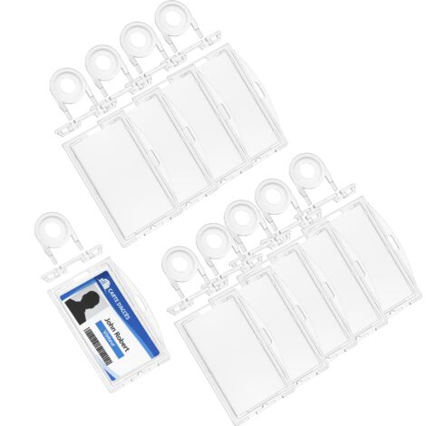 Porte Badge Verrouillable Porte Carte Plastique Rigide Transparent Vetical Horizontal [Lot 10] pour carte de crédit/carte identité/carte fidélité/carte bus/carte cantine/badge bureau Phonillico® (1/5)