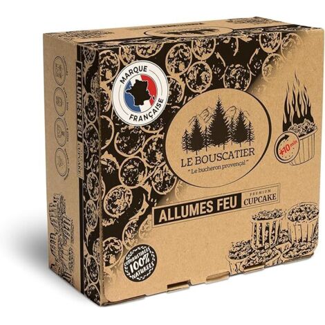 50/60u Cup-cake Allume-feu Premium en sciure et Cire végétale 100% Naturel pour Feux de Camp, Barbecue, Grill, cheminée poêle à Bois et Allume-Charbon, Combustion de 10 à 15mins (1/5)